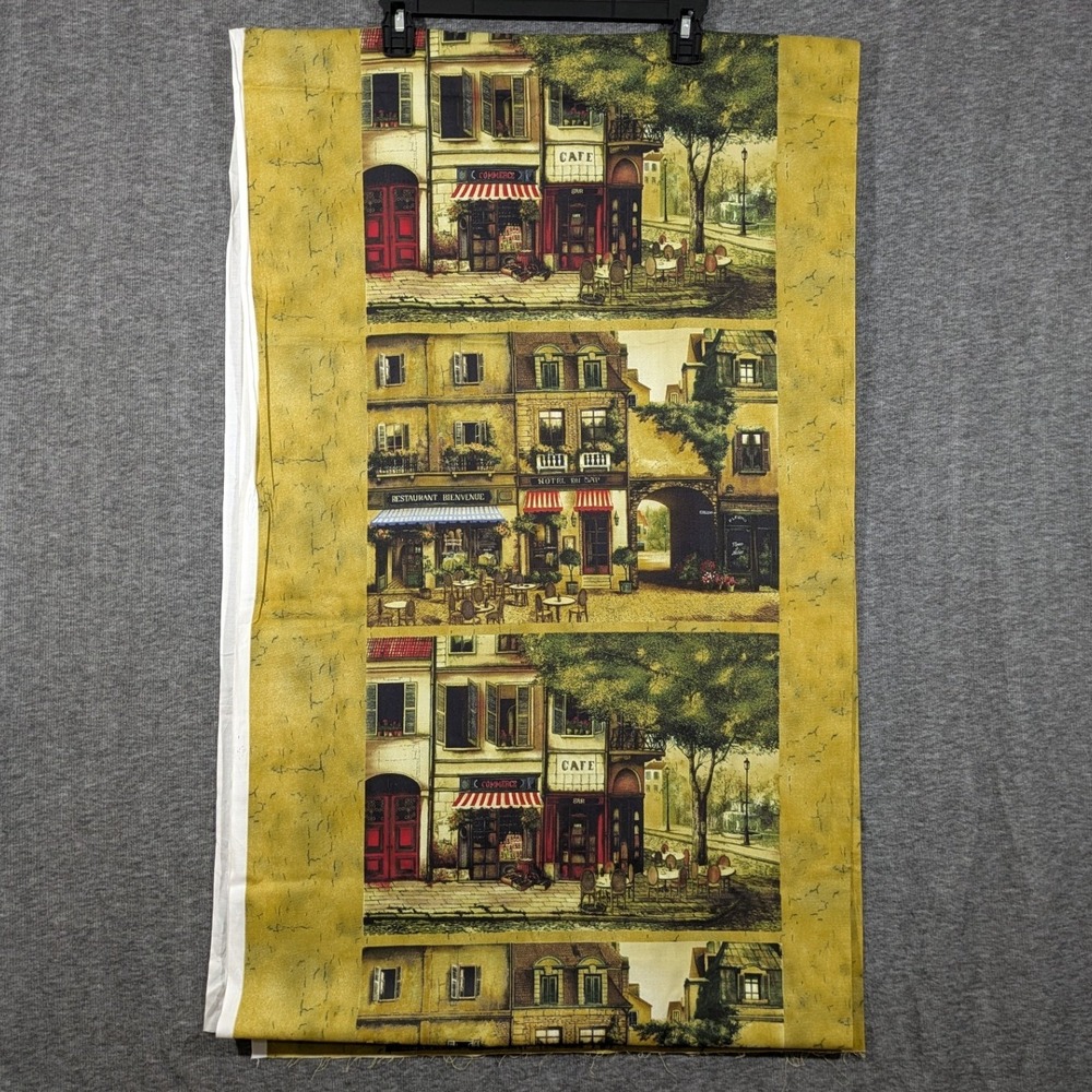 Vintage A.E. Nathan Provencal Fabric French Cafe Street Scene Cotton - 4 Yards